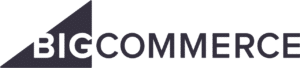 BigCommerce logo with the word BIG in bold white letters inside a dark triangle, followed by COMMERCE in bold dark letters on a white background.