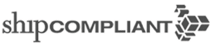 The image shows the shipCOMPLIANT logo with a stylized hexagonal design to the right of the text.